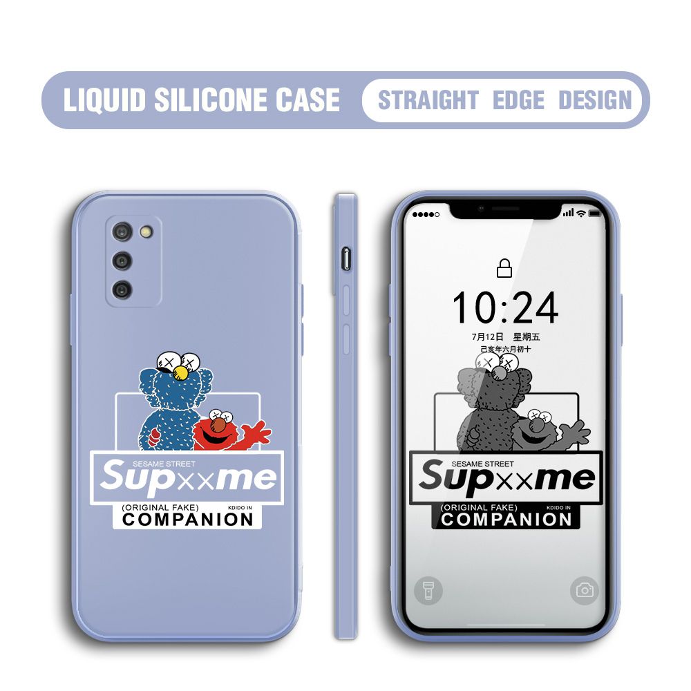 BILI for Samsung Galaxy A03S Back Cover Sesame Street Companion Multicolor Liquid Silicone Phone Case Soft Square Lens Protection Phone Cases