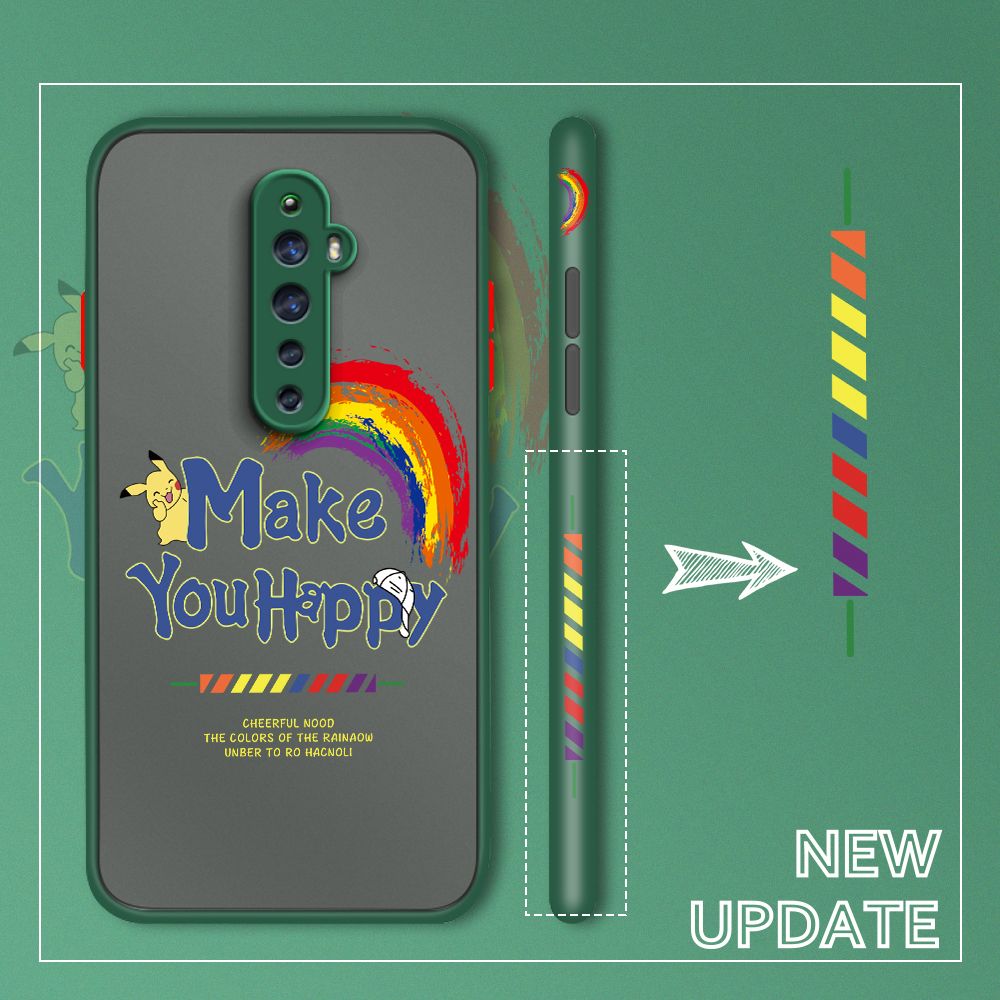 UCUC for OPPO Reno2 F Back Cover Rainbow Pikachu Side Printed Design Phone Case Ultra Thin Frosted Cover Shockproof Phone Cover