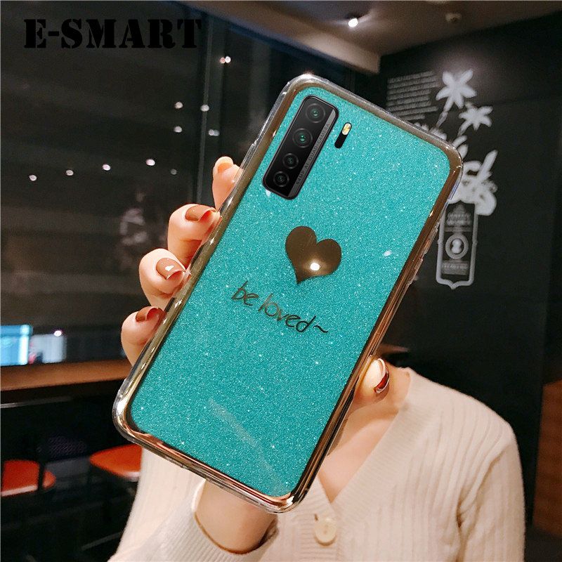 Phone Case HuaWei Nova 7SE Back Fashion Couple Cases Bling Gold Glitter Be Loved Soft Silicone Protector Cover HuaWei Nova 7SE case