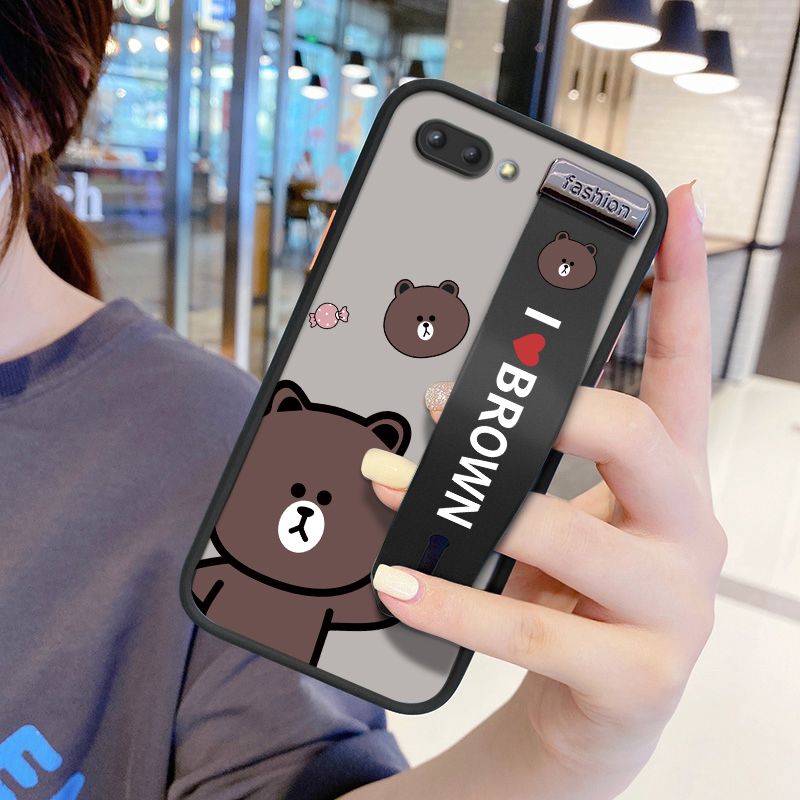 UCUC for Xiaomi Redmi 6A Wrist Strap Case Cute Brown Bear Wristband Printing Cover Shockproof Ultra Thin Phone Case