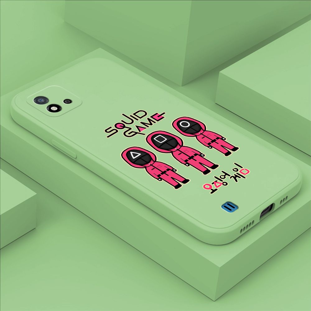 ZeroQiQi for Realme C20A Case Trend Cartoon Korean Squid Phone Cover Liquid Silicone Case Phone Protective Case