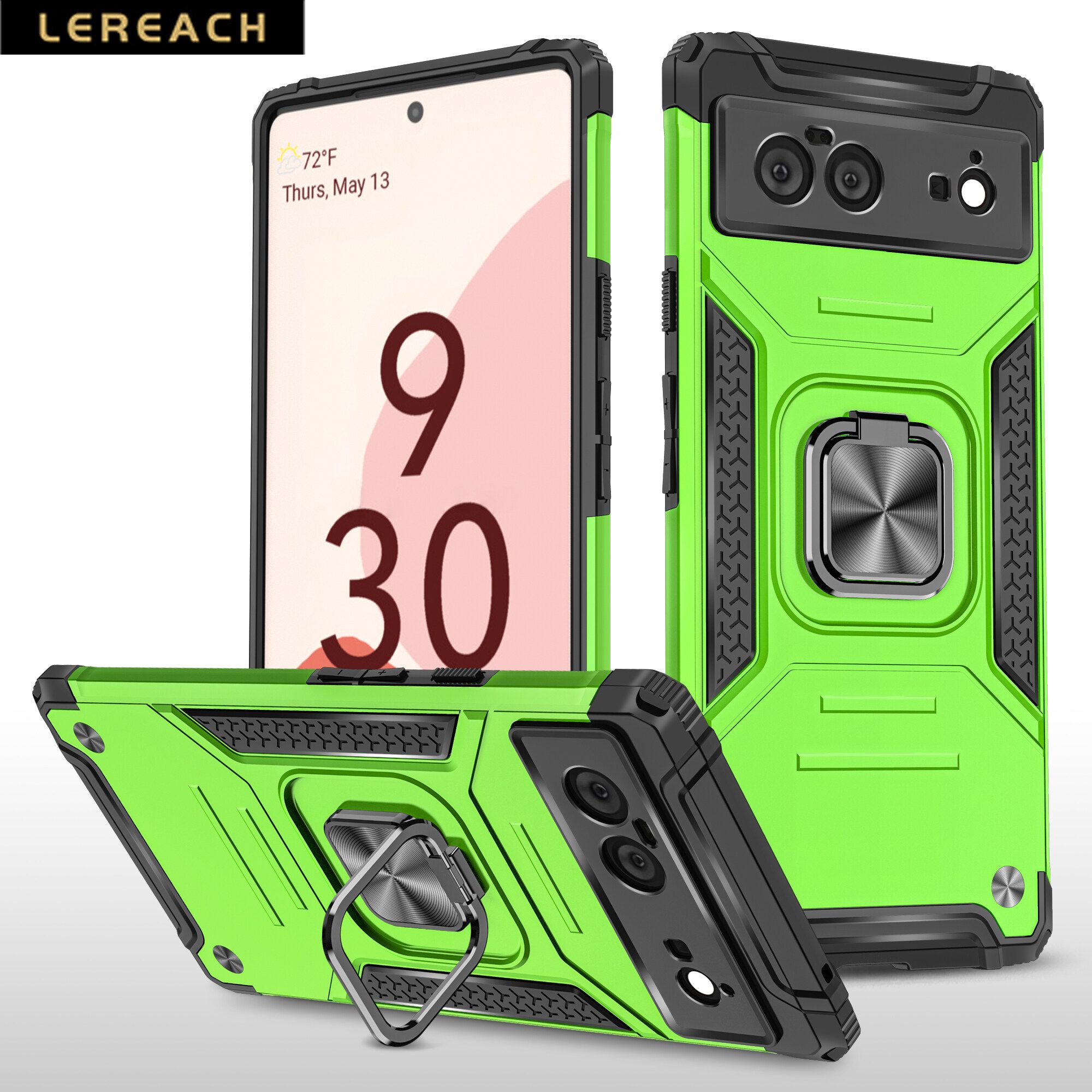 Lereach For Google Pixel 6 Case Shockproof Rugged Armor Kickstand Cover