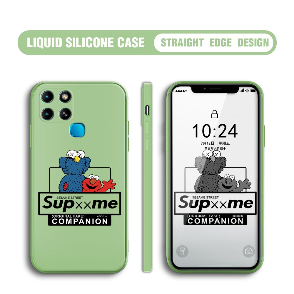 BILI for Infinix Smart 6 Back Cover Sesame Street Companion Multicolor Liquid Silicone Phone Case Soft Square Lens Protection Phone Cases