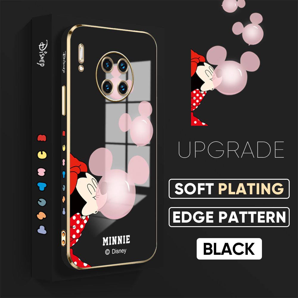 Jizetin (Free Lanyard) Huawei Mate 30 Pro Back Cover Bubble Mouse Luxury 6D Plating Case Side Pattern Soft Silicone Square Mobile Phone Cases