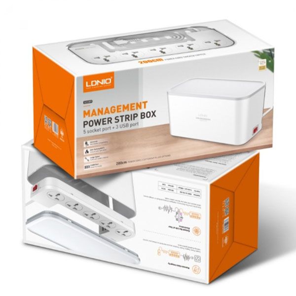 LDNIO Management Power Strip Box SC5309 With 5 Outlets and 3 USB Port