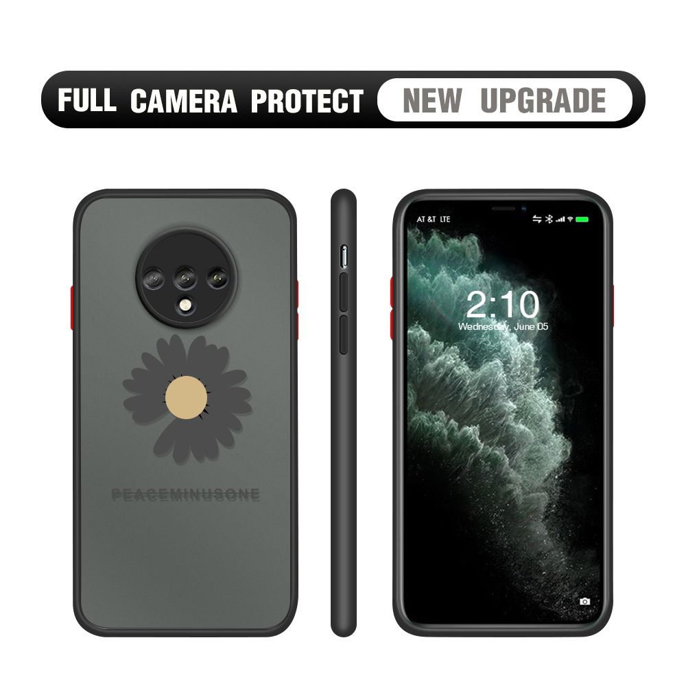 Hontinga for OnePlus 7T Case Daisy Flower Cover Camera Shockproof Protection Case Edge Frosted Transparent Phone Cover