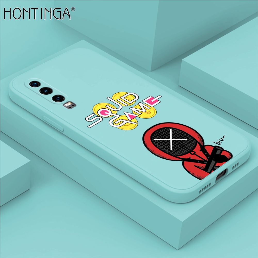 Hontinga for Huawei P30 Case Fashion Cartoon Electric Baton Judge Role Phone Cover Square Liquid Silicone Trend Phone Case