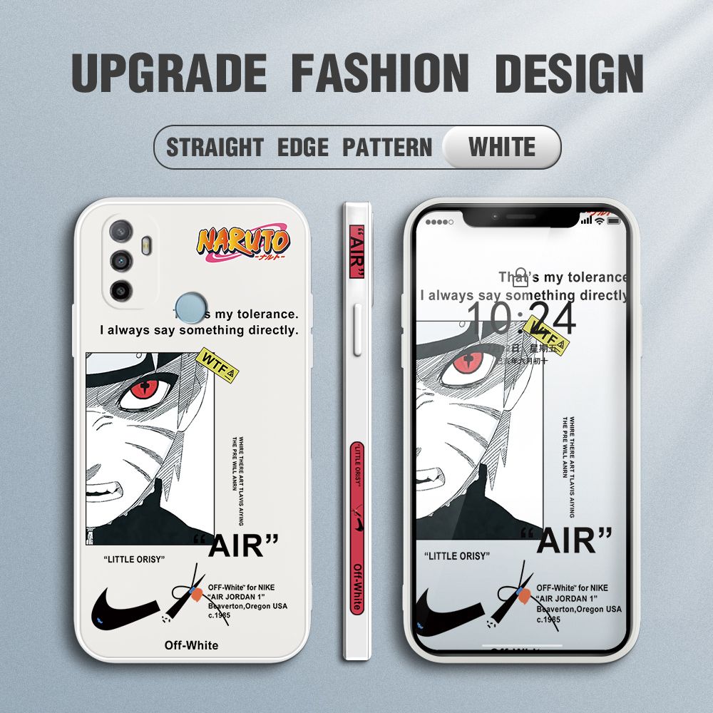 Jizetin for OPPO A53 2020 Case Side Design Phone Cover Anime Uzumaki Naruto Cover Square Edge Pattern Liquid Silicone Trend Case