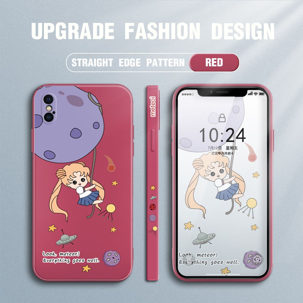 UCUC for iPhone X / XS Back Cover Beauty Warrior Ultra Thin Soft Luxury Square Multicolor Liquid Silicone Phone Case