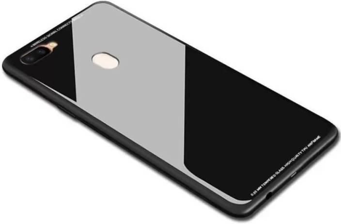 Oppo a7 -  clear Glass Case Phone Back Cover black