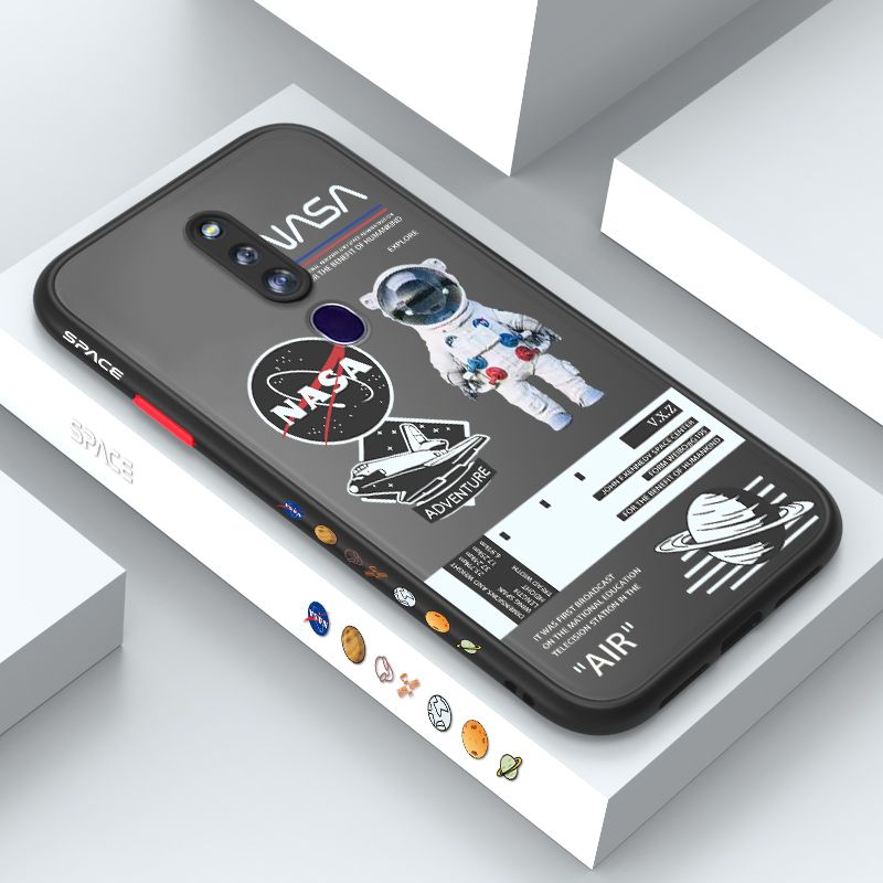 ZeroQiQi for OPPO F11 Pro Case Creative Cartoon Astronaut Side Printed Pattern Design Phone Cover Frosted Transparent Ultra Thin Protective Phone Case