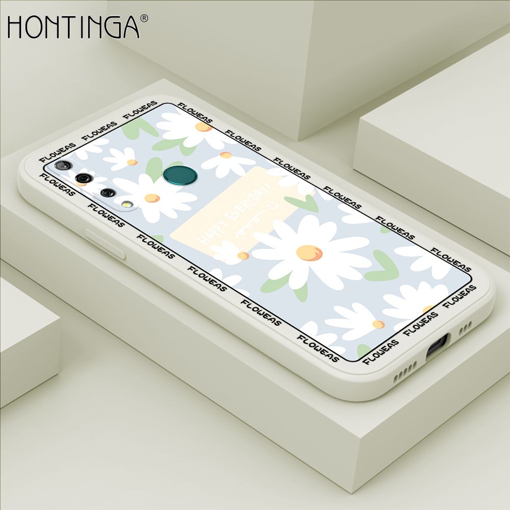 Hontinga for Huawei Y9 Prime 2019 Case Beautiful Daisy Flower Phone Case Phone Case Soft Square Edge Silicone Cases Full Lens Cover Shockproof Protection Cover