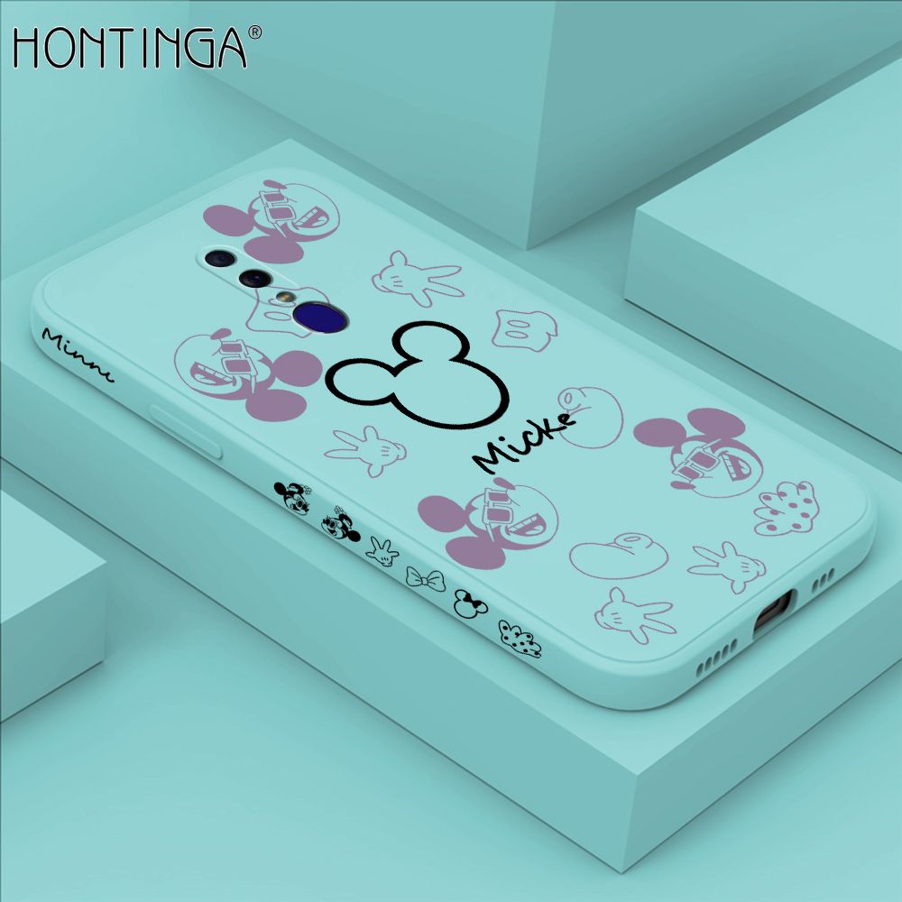 Hontinga for OPPO F11 Case Side Design Cute Mouse Avatar Back Cover Soft Square Edge Pattern Liquid Silicone Trend Phone Cases