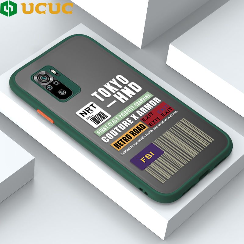UCUC for Redmi Note 10 / Redmi Note 10S Back Cover FBI Sticker Frosted Transparent Hard Phone Case Thin Shockproof Full Cover Camera Protect Case