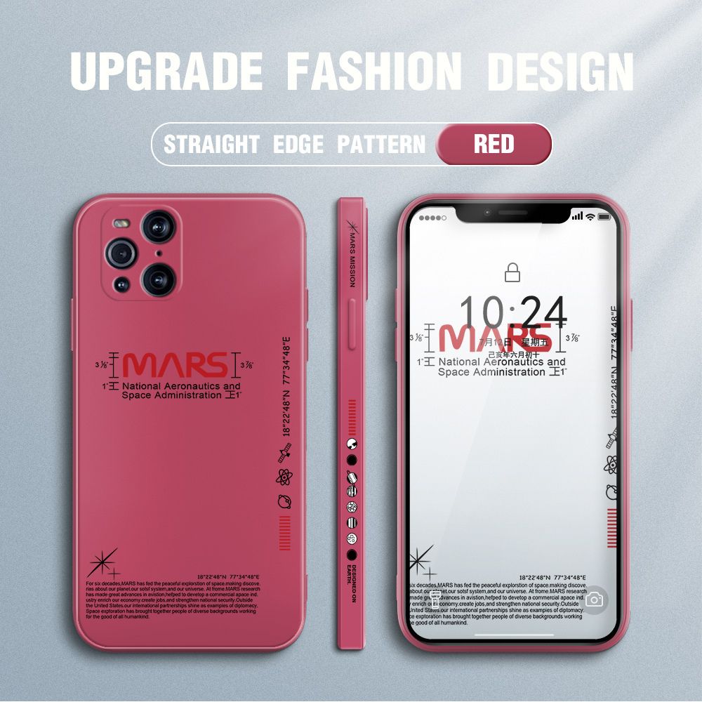 Jizetin for OPPO Find X3 Case New NASA Design Side Design Phone Case Square Edge Pattern Liquid Silicone Cases Full Cover Camera Soft Protection Case
