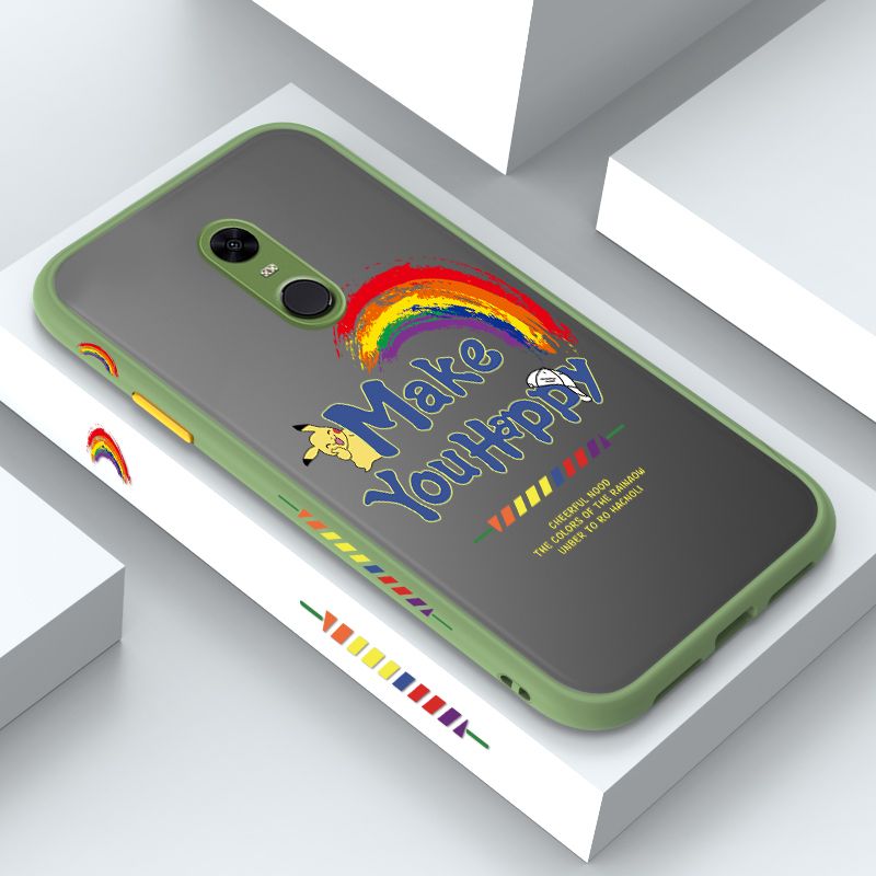 ZeroQiQi for Redmi 5 Case Creative Cartoon Rainbow Pikachu Side Printing Cover Frosted Ultra Thin Protective Anti Fall Phone Case