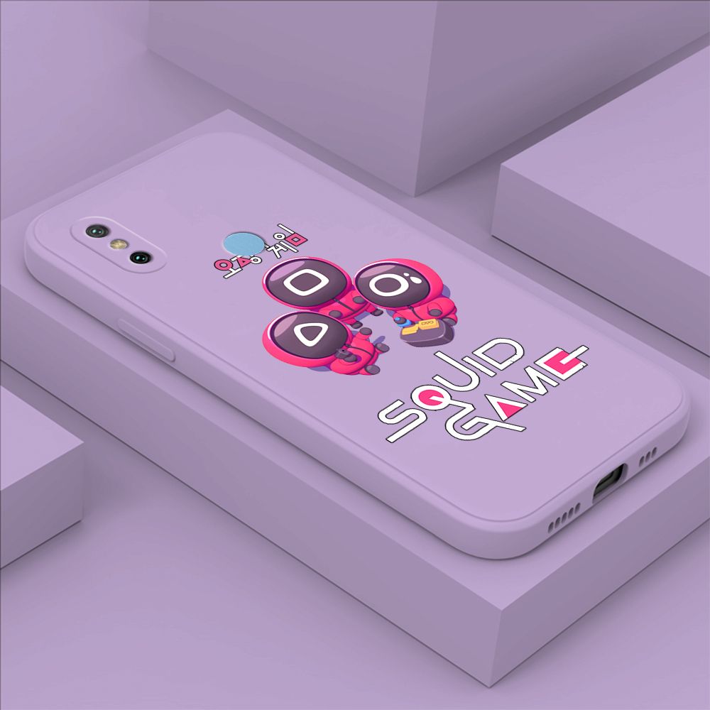 ZeroQiQi for Xiaomi Mi 6X Case Cute Cartoon Cute Squid Character Phone Cover Square Liquid Silicone Shockproof Phone Protective Case