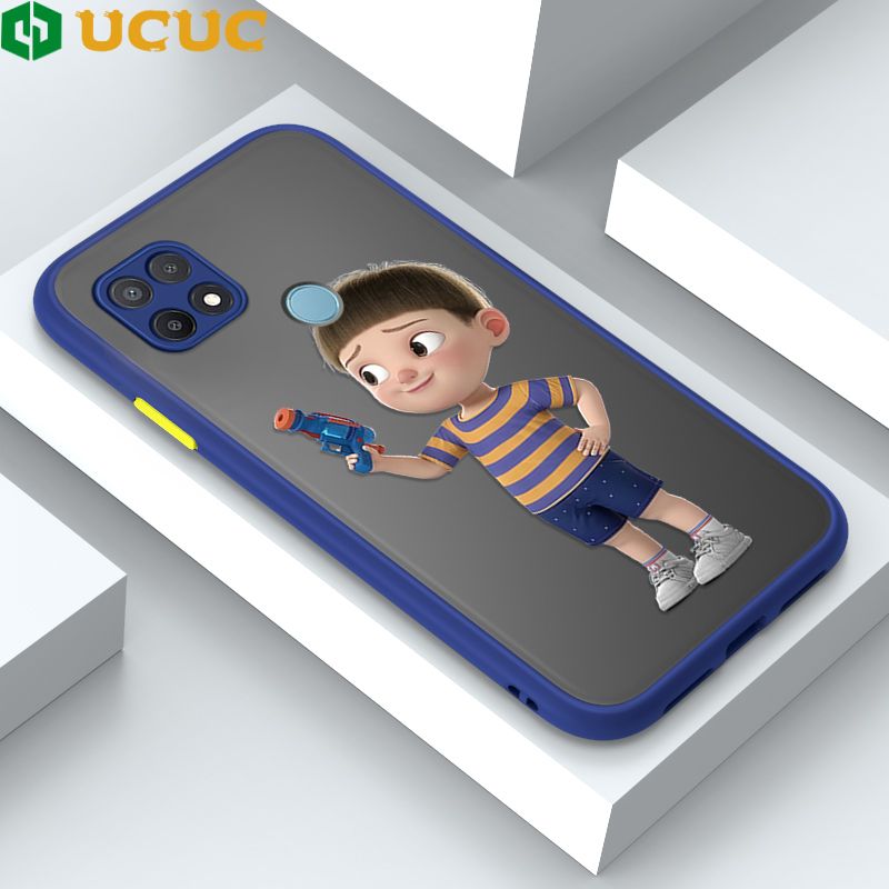 UCUC for OPPO A15 A15s Back Cover Naughty Little boy Frosted Transparent Hard Phone Case Thin Shockproof Full Cover Camera Protect Case
