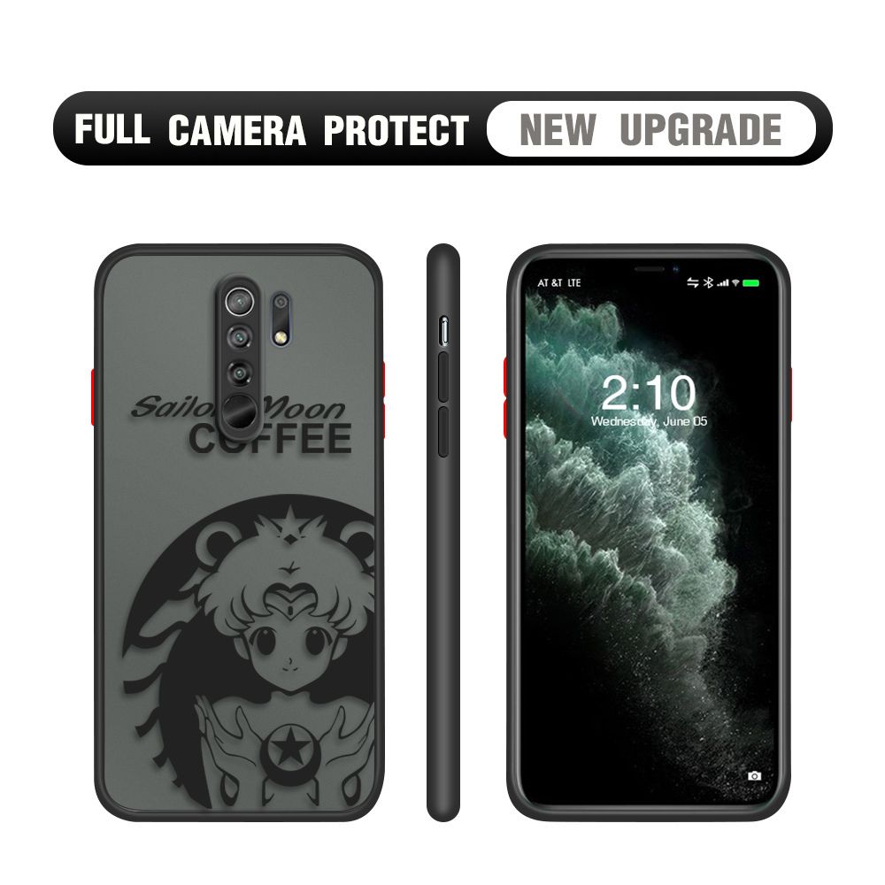 Hontinga for Redmi 9 Case Sailor Moon Cases Edge Frosted Transparent Phone Cover