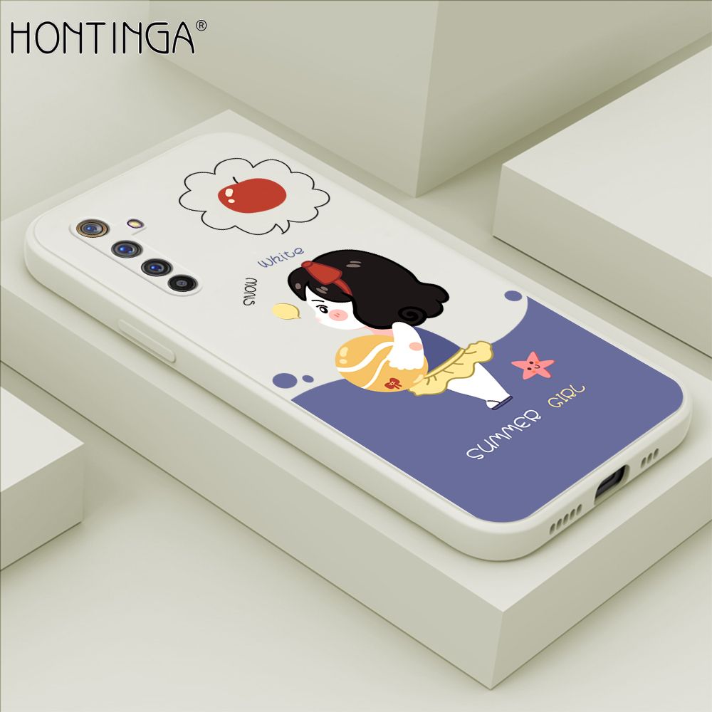 Hontinga for Realme 6 Pro Case Cute Cartoon Girl Phone Case Phone Case Soft Square Edge Silicone Cases Full Lens Cover Shockproof Protection Cover