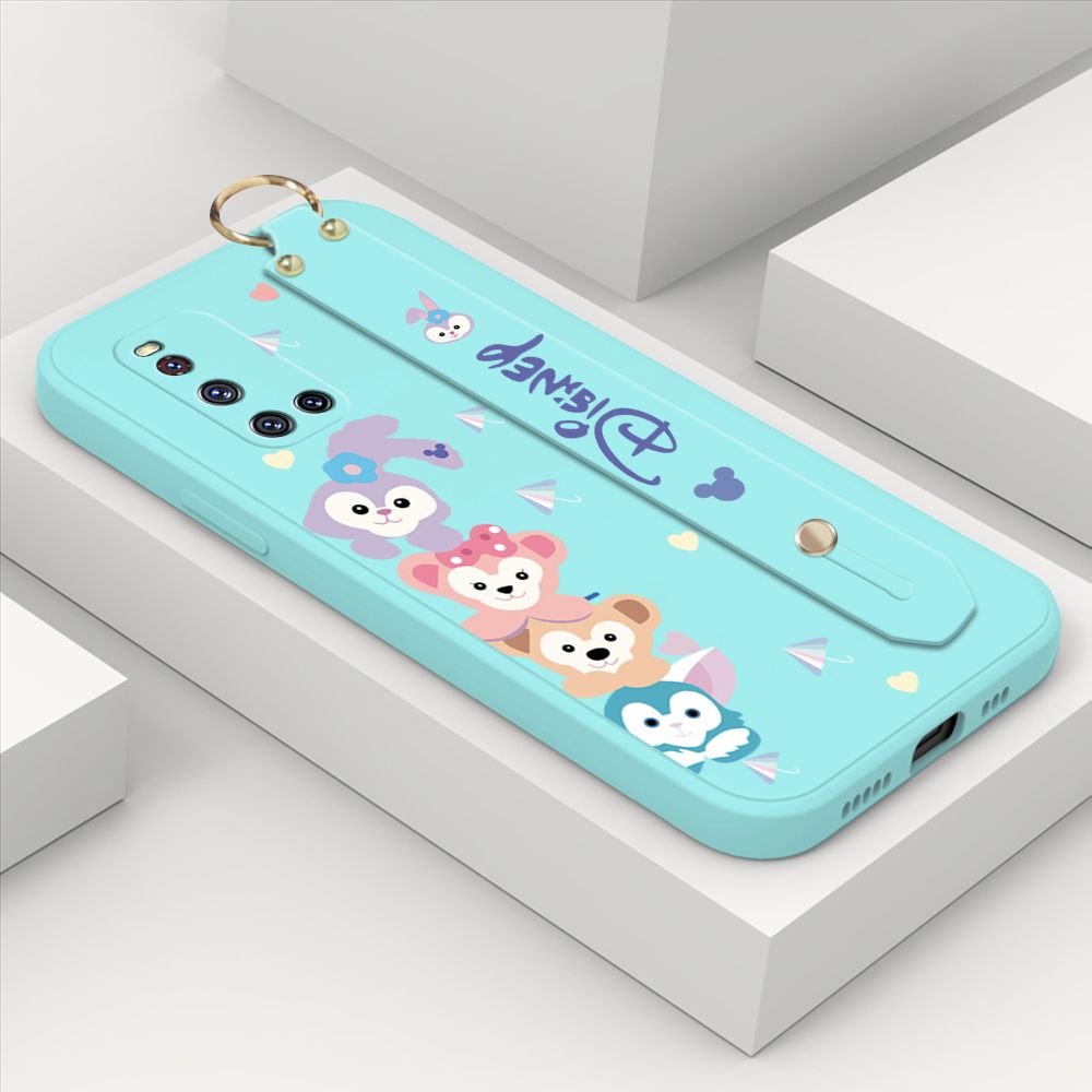 ZeroQiQi for Vivo V19 Wrist Strap Case INS Cute Style Creative Cartoon Rabbit and Fox Cover Thin Square Edge Liquid Silicone Phone Case