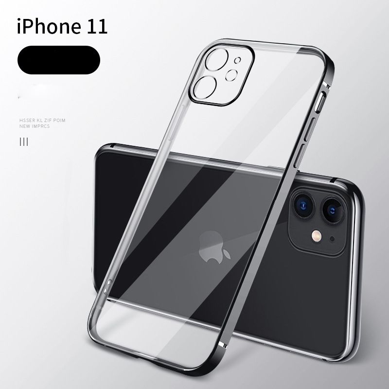Luxury Plating Square Frame Matte Soft Silicone Case for iPhone 11 12 Pro Max Mini XR X XS 7 8 Plus SE 2020 Transparent Cover