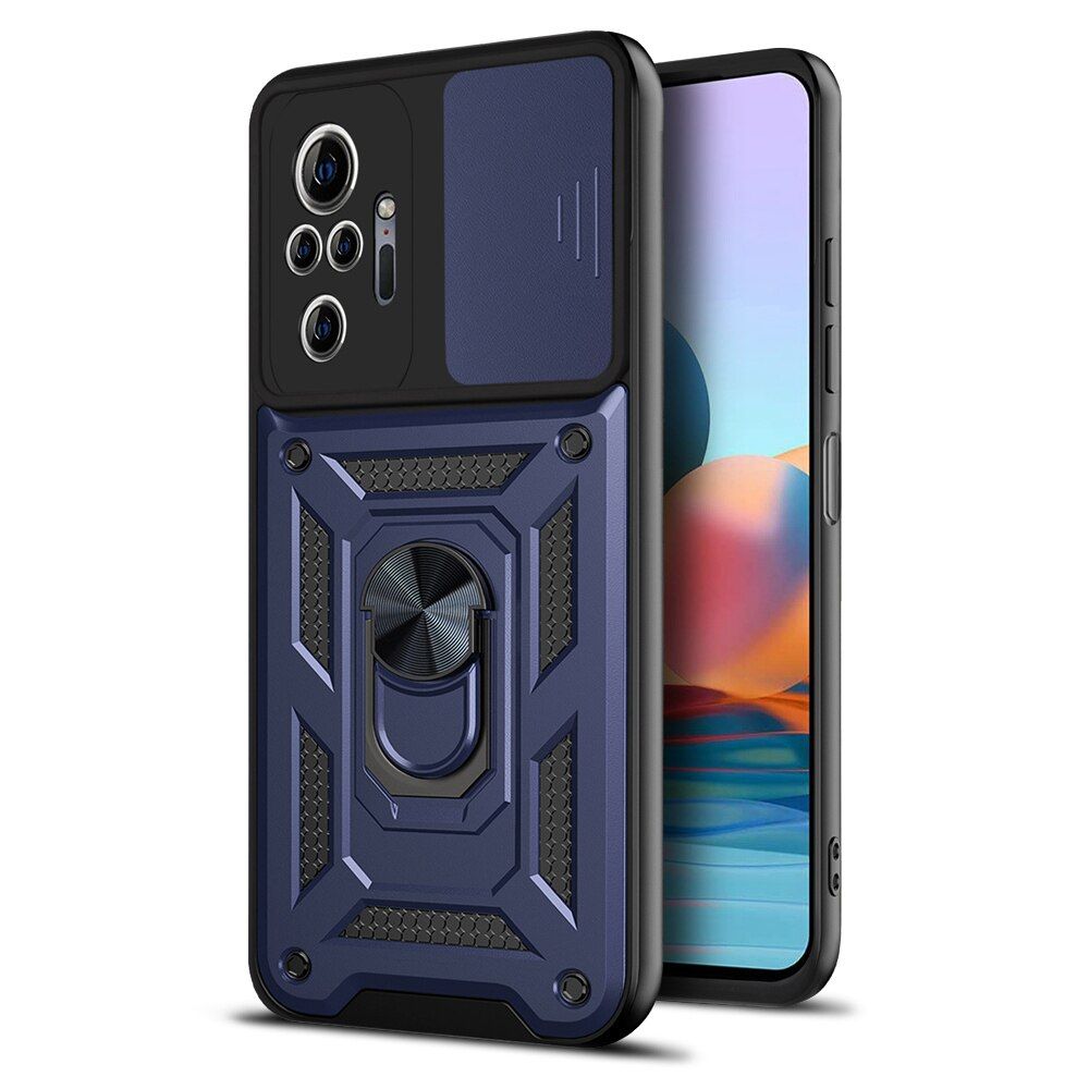 KEYSION Shockproof Case for Redmi Note 10 Pro 10S 9T 9A 8 K40 Push Pull Camera Protection Phone Cover for POCO M3 Pro X3 NFC F3