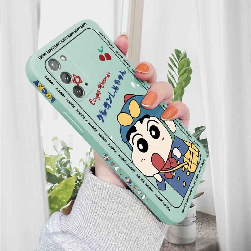 AMORVOR for Samsung Galaxy Note 20 Back Cover Cartoon Shin-chan Action Kamen Side design Soft Case Liquid Silicone Phone Cases