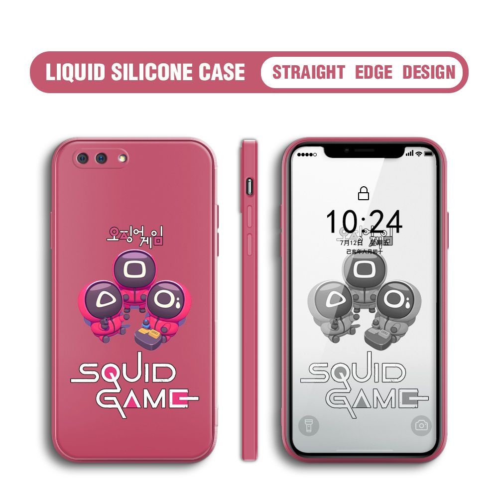 UCUC for OPPO A12E Case Cute Cartoon Cute Squid Character Phone Cover Square Liquid Silicone Shockproof Phone Protective Case