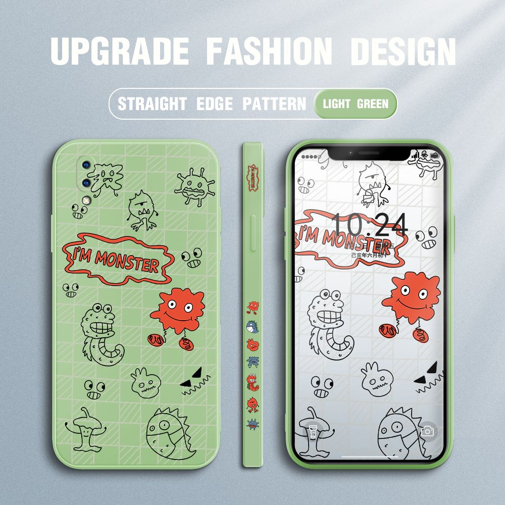 Jizetin for Vivo Y93 Case Side Design Phone Cover Printed Text “I Am Monster ” Cover Square Edge Pattern Liquid Silicone Trend Case