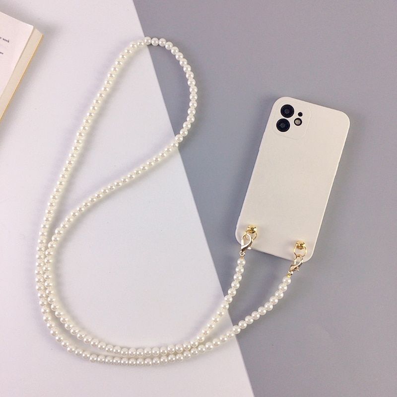 Crossbody Lanyard Necklace Pearl Bracelet Phone case with Chain for iphone 11 12 13 Pro Max XR X XS 6 7 8 plus Cover with Strap