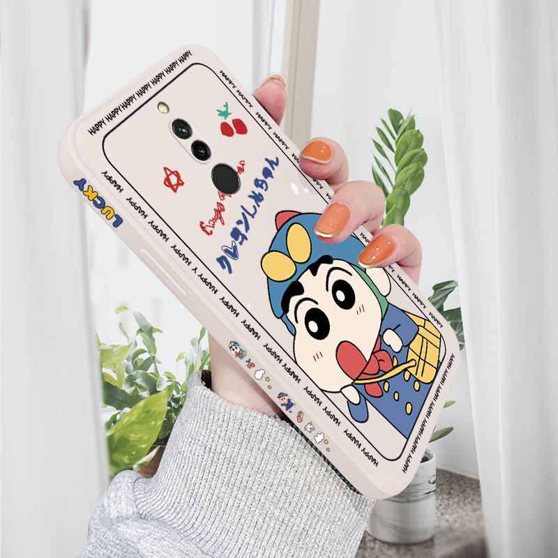AMORVOR for Xiaomi Redmi 8 Back Cover Cartoon Shin-chan Action Kamen Side design Soft Case Liquid Silicone Phone Cases