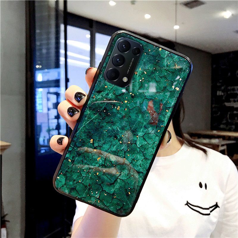 For OPPO Reno 5 Case Marble Agate Jade Purple Green Design Soft Silicone Protector OPPO Reno 5 Back Cover
