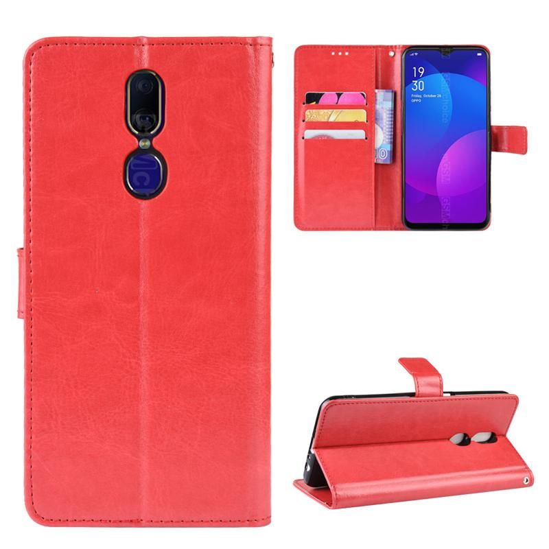 Holster Flip Stand Wallet Crazy Horse PU Leather Case For Oppo F11 Cover