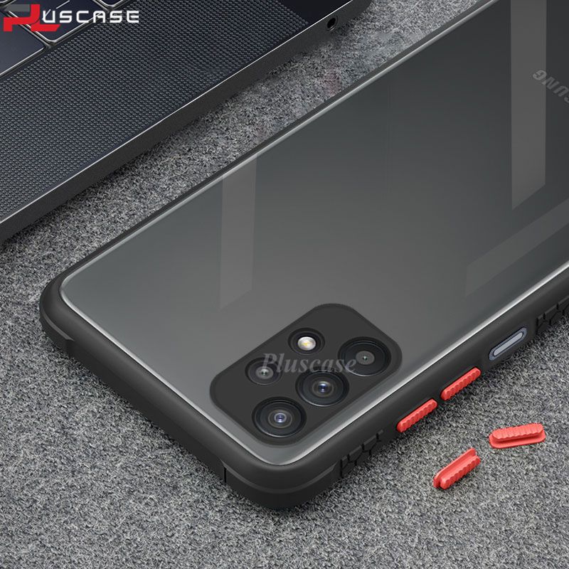 PlusCase for Samsung Galaxy A23 4G Clear Back Case with Anti-Slip Border Shockproof Phone Cover