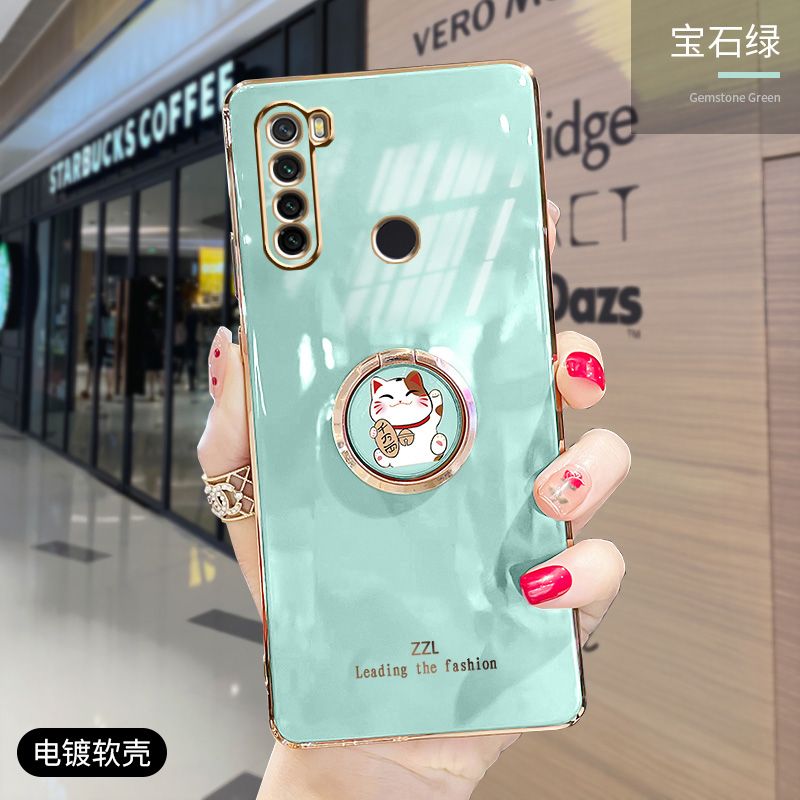 For Realme 6i / Realme 5 / Realme 5i / Realme 5S Cover + Ring Holder Stand Shiny Plating Square Bumper Phone Case Lens Protection Soft Silicone Shockproof Protective Back Cover