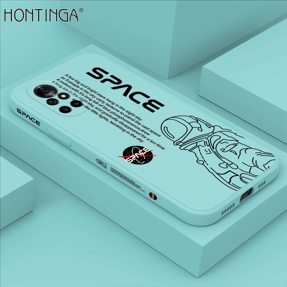 Hontinga for Huawei Nova 8 Pro Back Cover Cool Astronaut Pattern Case Soft Square Edge Liquid Silicone Phone Cases