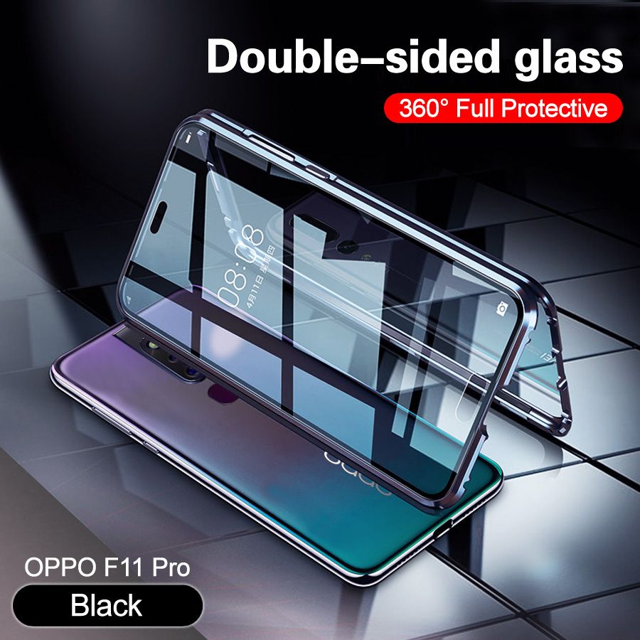 【 ETOP 】 For OPPO F11 Pro A5 2020/A9 2020 Realme 5/Realme 5i/Realme C3 Reno2 F A31 2020 Luxury Double-sided Glass Metal Magnetic Adsorption Phone Case Full Protection Front+Back Tempered Glass Shockproof Back Cover