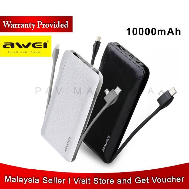 Awei Stylish Slim Design Power Bank 10000mAh P51K - Black