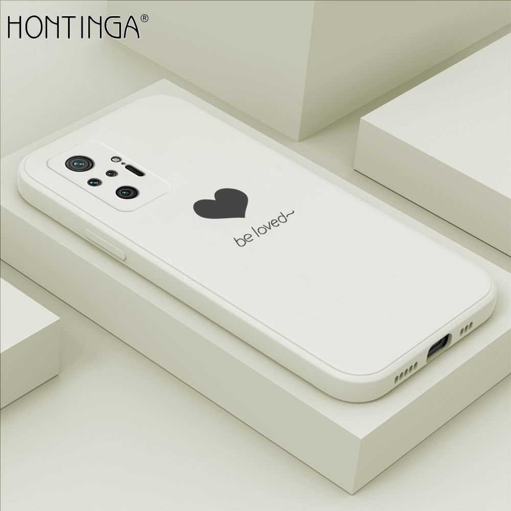 Hontinga for Redmi Note10 Pro Case Simple Lover Heart Pattern Back Cover Soft Square Edge Liquid Silicone Phone Cases