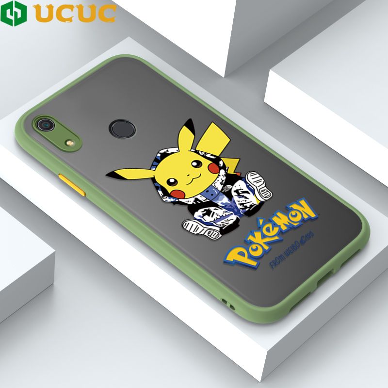 UCUC for Huawei Y6S Back Cover Wrapped Pikachu Frosted Transparent Hard Phone Case Thin Shockproof Full Cover Camera Protect Case