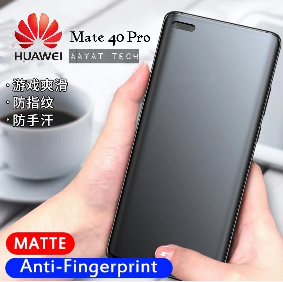 Huawei Mate 40 Pro _ 9D Ceramic Matte Film Protector Unbreakable Anti-Shock  temper Fiber Sheet Glass(Front Full Glue Edge to Edge Screen Protector Premium Quality - Transparent)