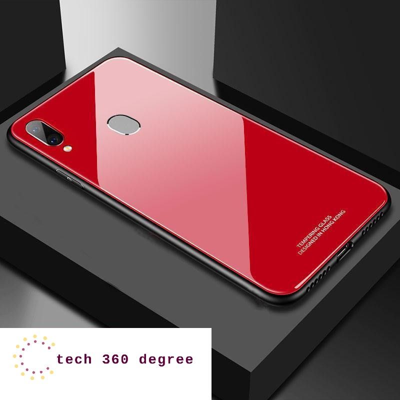 Samsung A20 Red Back Cover Glass Case - White