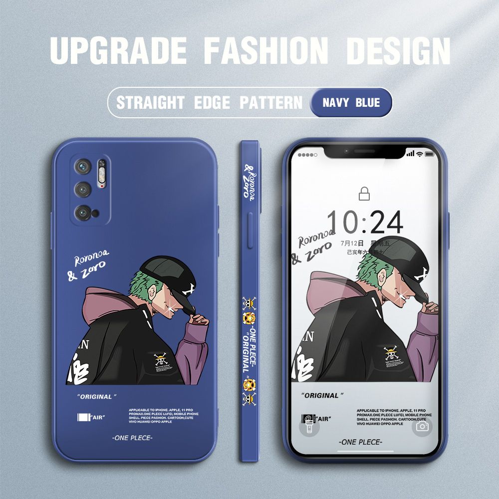 Jizetin for Xiaomi Poco M3 Pro 5G / 4G / Redmi Note 10 5G Case Anime One Piece Roronoa Zoro Side Design Phone Case Ultra Soft Edge Pattern Liquid Silicone Phone Cases