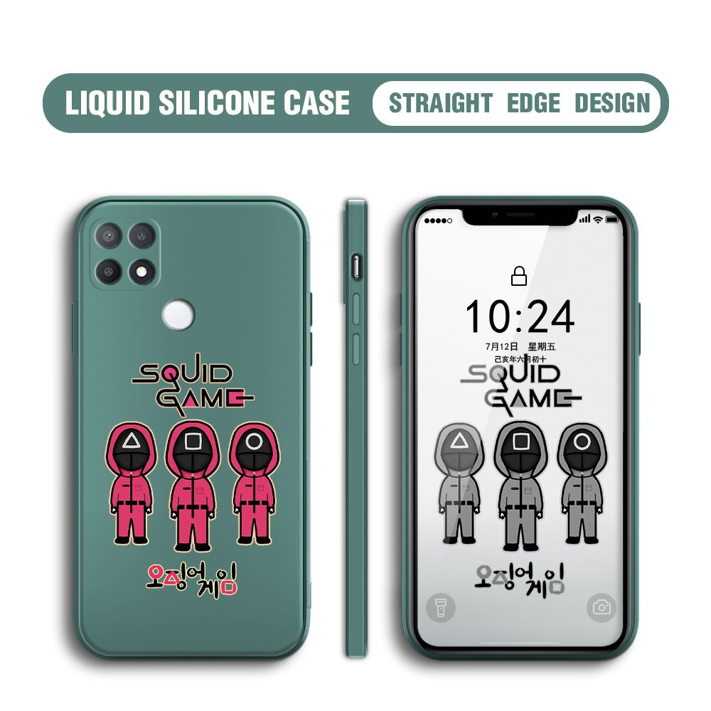 UCUC for OPPO A15 Case Trend Cartoon Korean Squid Phone Cover Liquid Silicone Case Phone Protective Case