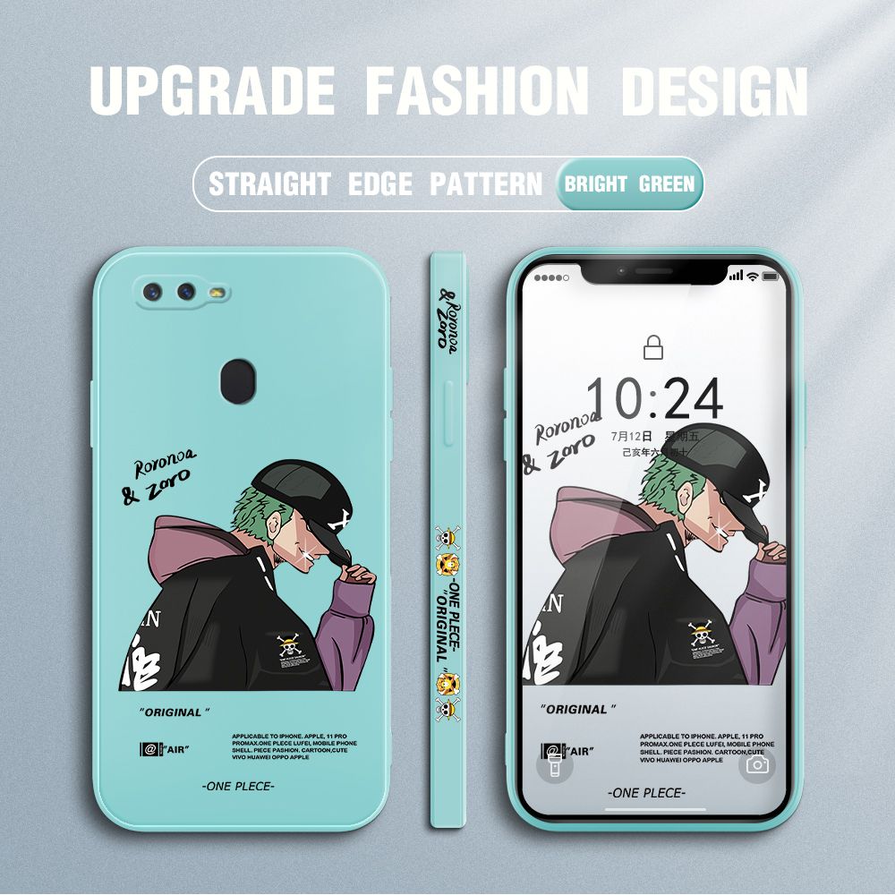 Jizetin for OPPO F9 Case Anime One Piece Roronoa Zoro Side Design Phone Case Ultra Soft Edge Pattern Liquid Silicone Phone Cases