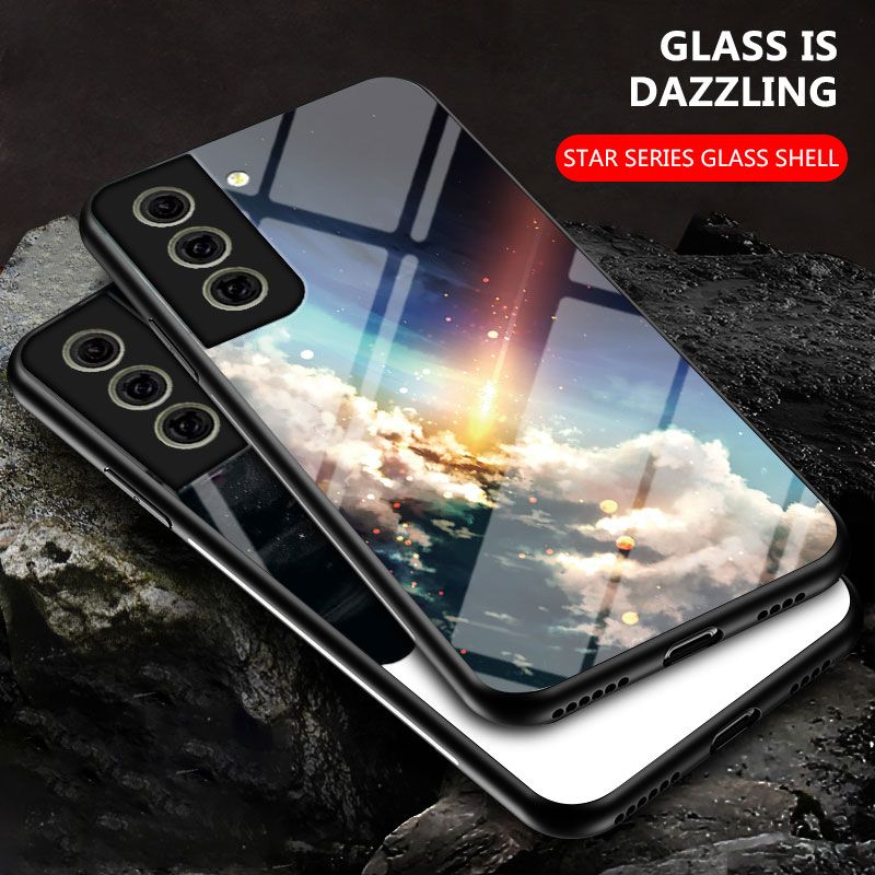 For Samsung Galaxy S20FE Case Starry Moon and Star Tempered Glass Protector Couple For s for Samsung Galaxy S20 FE Back Cover