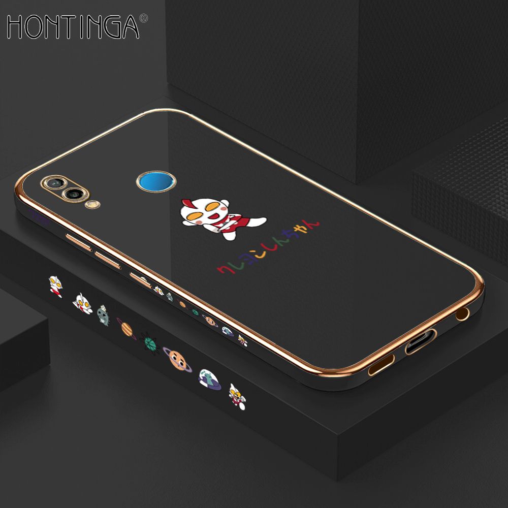 Hontinga for Huawei Nova 3E Case Luxury 6D Plating Soft Casing Silicone Square Frame Phone Cover Shiny Bling Side Print Cartoon Childhood Memories Cases