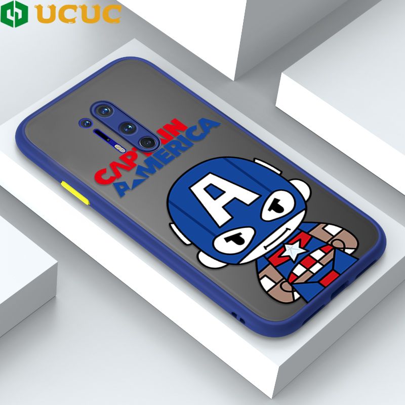 UCUC for OnePlus 8 Pro Back Cover Captain America Frosted Transparent Hard Phone Case Thin Shockproof Full Cover Camera Protect Case