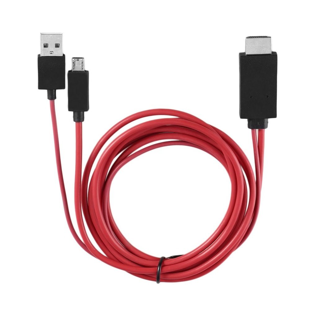 Mhl Micro Usb To Hdmi-Compatible Cable With 11 Pin For Galaxy S1-4 Note1-4 Red